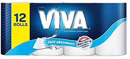 Viva Paper Towel, White (Pack of 12),12 Rolls (60 Sheets Per Roll)